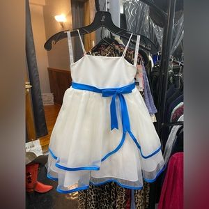 Alfred Angelo 6604T Marine Blue and White Flower Girl Dress